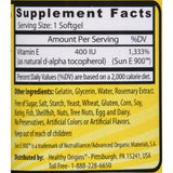 Healthy Origins Sunflower Vitamin E - 400 Iu - 60 Softgels