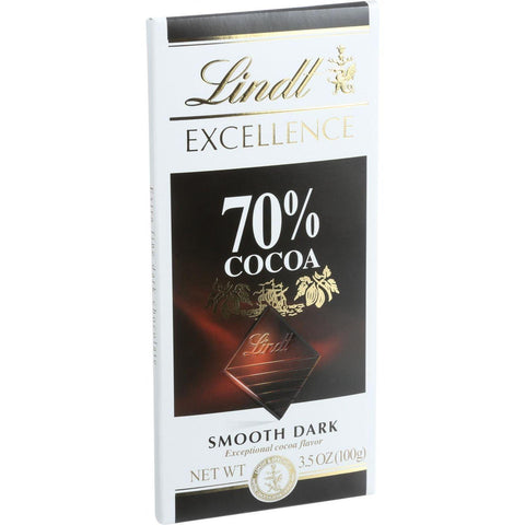 Lindt Chocolate Bar - Dark Chocolate - 70 Percent Cocoa - Smooth - 3.5 Oz Bars - Case Of 12