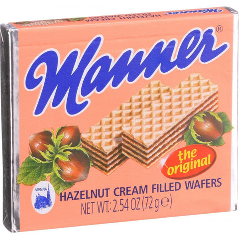 Manner Wafers - Hazelnut Cream Filled - 2.11 Oz - Case Of 12