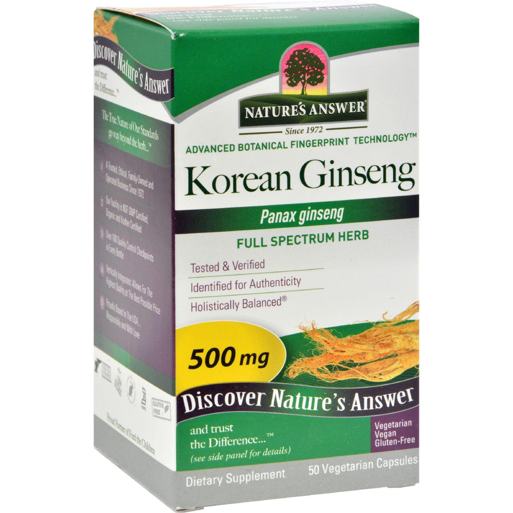 Nature's Answer Korean Ginseng Root - 50 Vegetarian Capsules