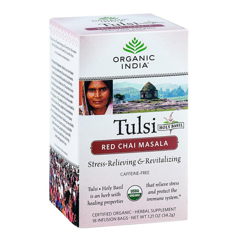 Organic India Organic Tulsi Tea - Red Chai Masala - 18 Tea Bags - Case Of 6