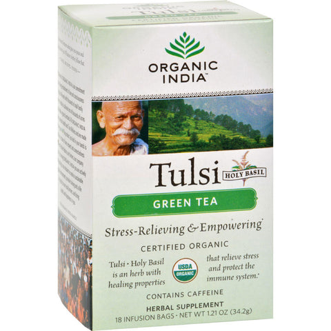 Organic India Tulsi Tea Green Tea - 18 Tea Bags - Case Of 6