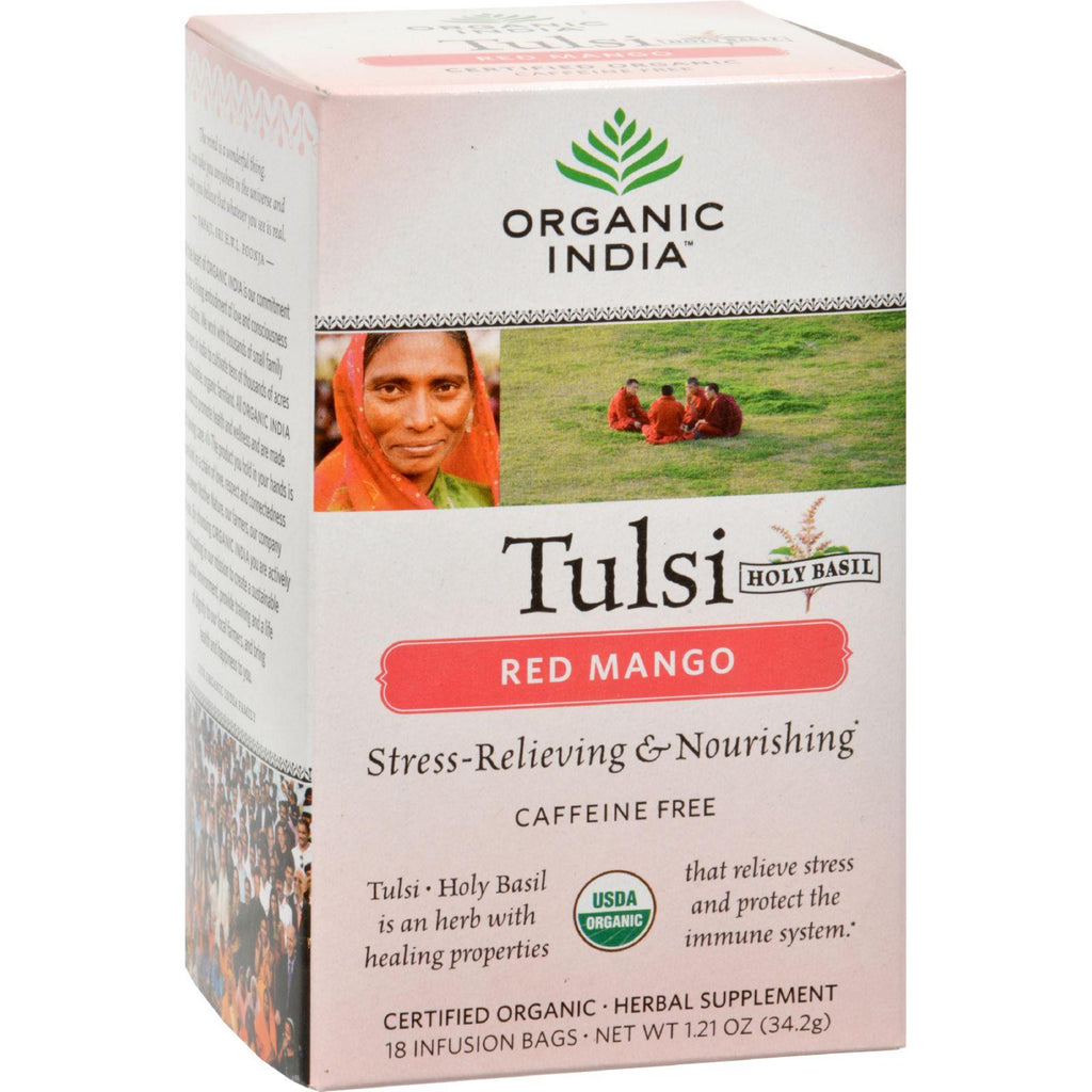 Organic India Tulsi Tea Red Mango - 18 Tea Bags - Case Of 6