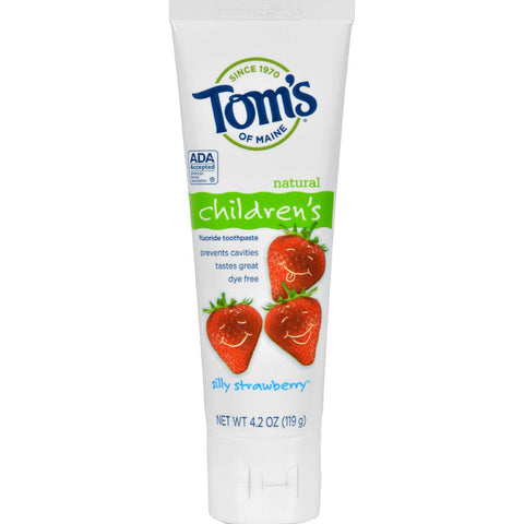 Tom's Of Maine Children's Natural Fluoride Toothpaste Silly Strawberry - 4.2 Oz - Case Of 6