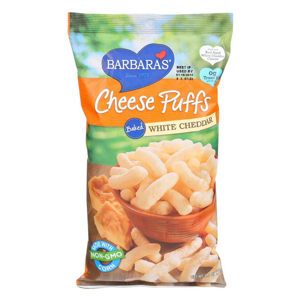 Barbara's Bakery Baked White Cheddar Cheese Puffs - Case Of 12 - 5.5 Oz.