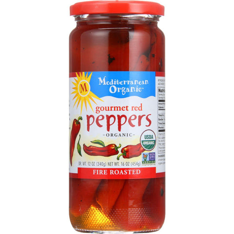 Mediterranean Organic Peppers - Organic - Fire Roasted - Gourmet Red - 16 Oz - Case Of 12