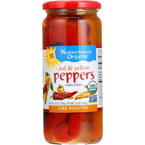 Mediterranean Organic Peppers - Organic - Fire Roasted - Red And Yellow - 16 Oz - Case Of 12