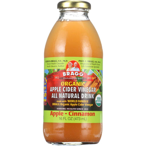 Bragg Apple Cider Vinegar Drink - Organic - Apple-cinnamon - 16 Oz - Case Of 12