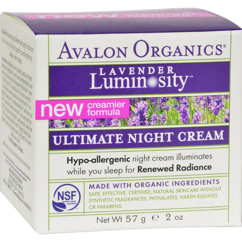 Avalon Organics Ultimate Night Cream Lavender Luminosity - 2 Oz