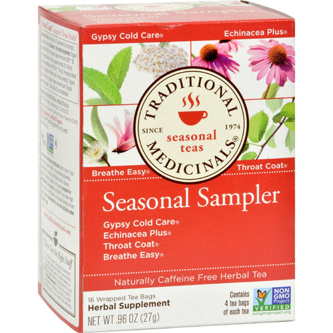 Traditional Medicinals Seasonal Herb Tea Sampler - 16 Tea Bags - Case Of 6