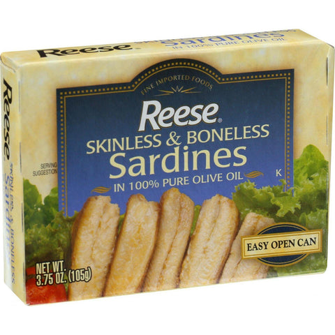 Reese Sardines - Skinless And Boneless - Portuguese - In Olive Oil - 3.75 Oz - Case Of 10
