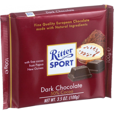 Ritter Sport Chocolate Bar - Bittersweet Chocolate - 50 Percent Cocoa - 3.5 Oz Bars - Case Of 12