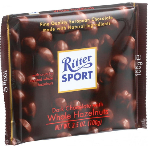 Ritter Sport Chocolate Bar - Dark Chocolate - Whole Hazelnuts - 3.5 Oz Bars - Case Of 10