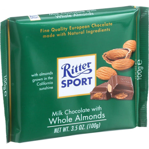 Ritter Sport Chocolate Bar - Milk Chocolate - Whole Almonds - 3.5 Oz Bars - Case Of 11