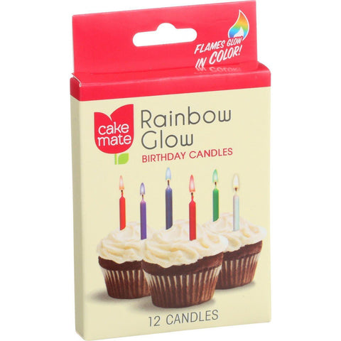 Cake Mate Birthday Party Candles - Rainbow Glow - 12 Count - Case Of 12