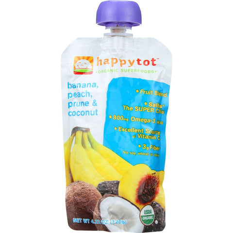 Happy Tot Toddler Food - Organic - Stage 4 - Banana Peach Prune And Coconut - 4.22 Oz - Case Of 16