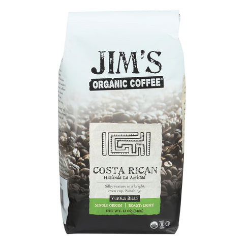 Jim's Organic Coffee - Whole Bean - Costa Rican - Case Of 6 - 12 Oz.