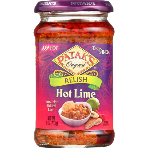 Pataks Relish - Hot Lime - Hot - 10 Oz - Case Of 6