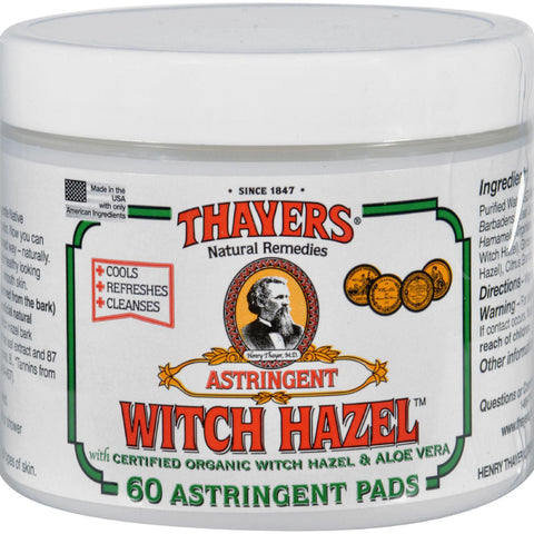 Thayers Witch Hazel With Aloe Vera - 60 Pads