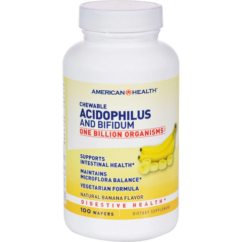 American Health Acidophilus With Bifidus Chewable Banana - 100 Wafers