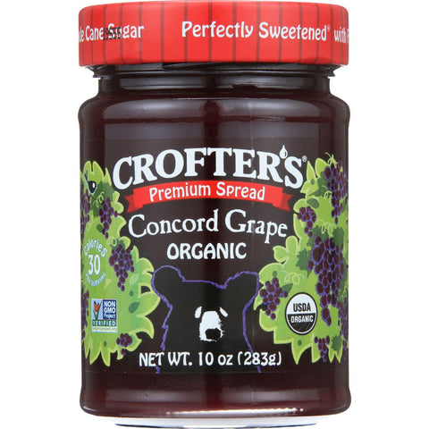 Crofters Fruit Spread - Organic - Premium - Concord Grape - 10 Oz - Case Of 6