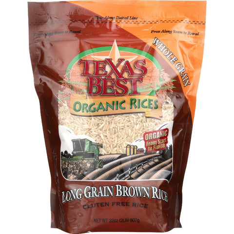Texas Best Organics Rice - Organic - Long Grain Brown - 32 Oz - Case Of 6