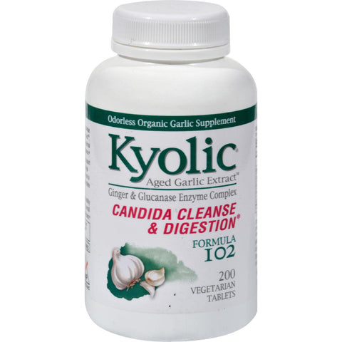 Kyolic Aged Garlic Extract Candida Cleanse And Digestion Formula 102 - 200 Vegetarian Tablets