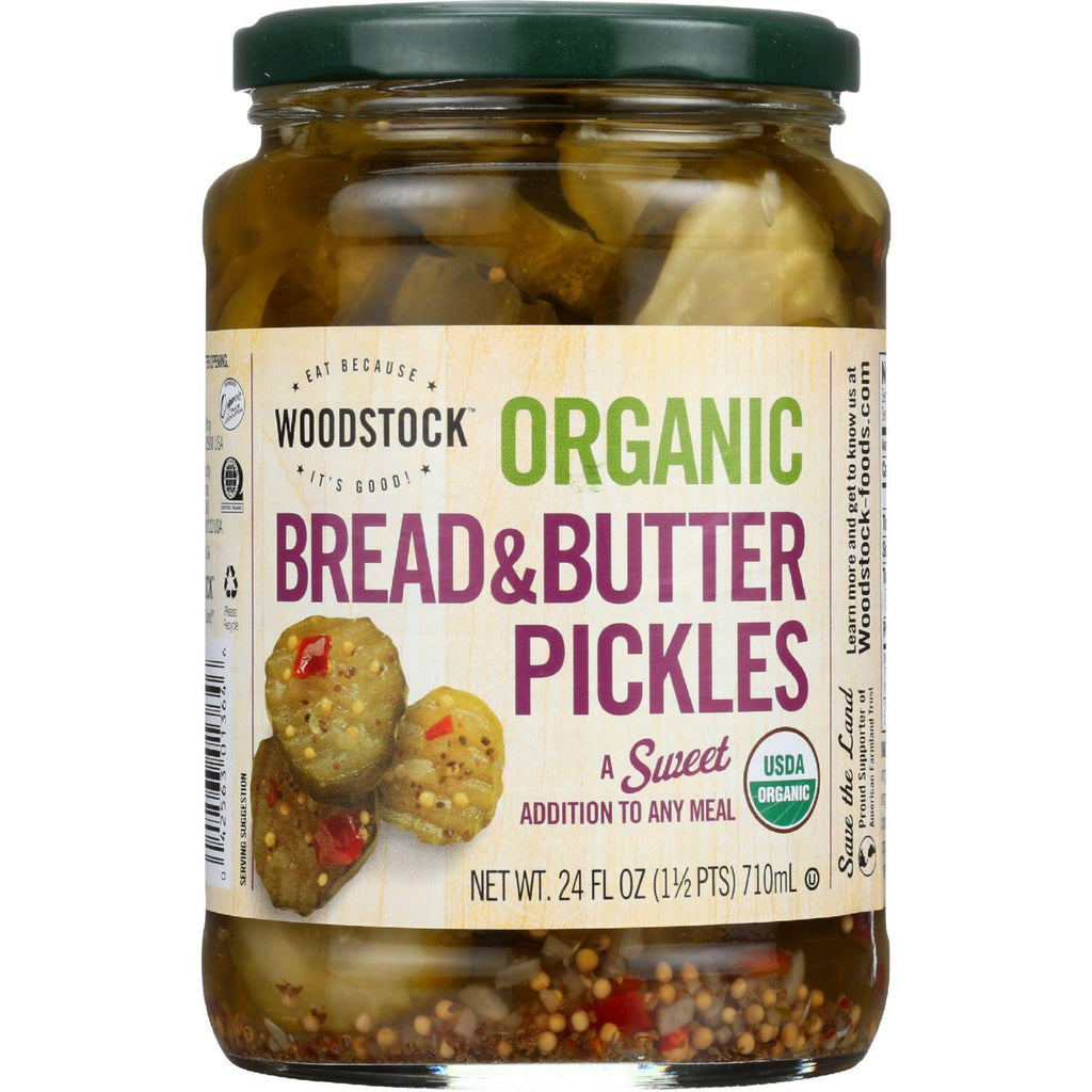 Woodstock Pickles - Organic - Bread And Butter - Sweet - 24 Oz - Case Of 6
