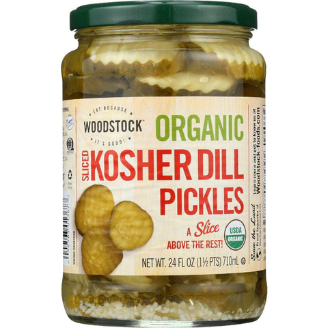 Woodstock Pickles - Organic - Kosher Dill - Slices - 24 Oz - Case Of 6