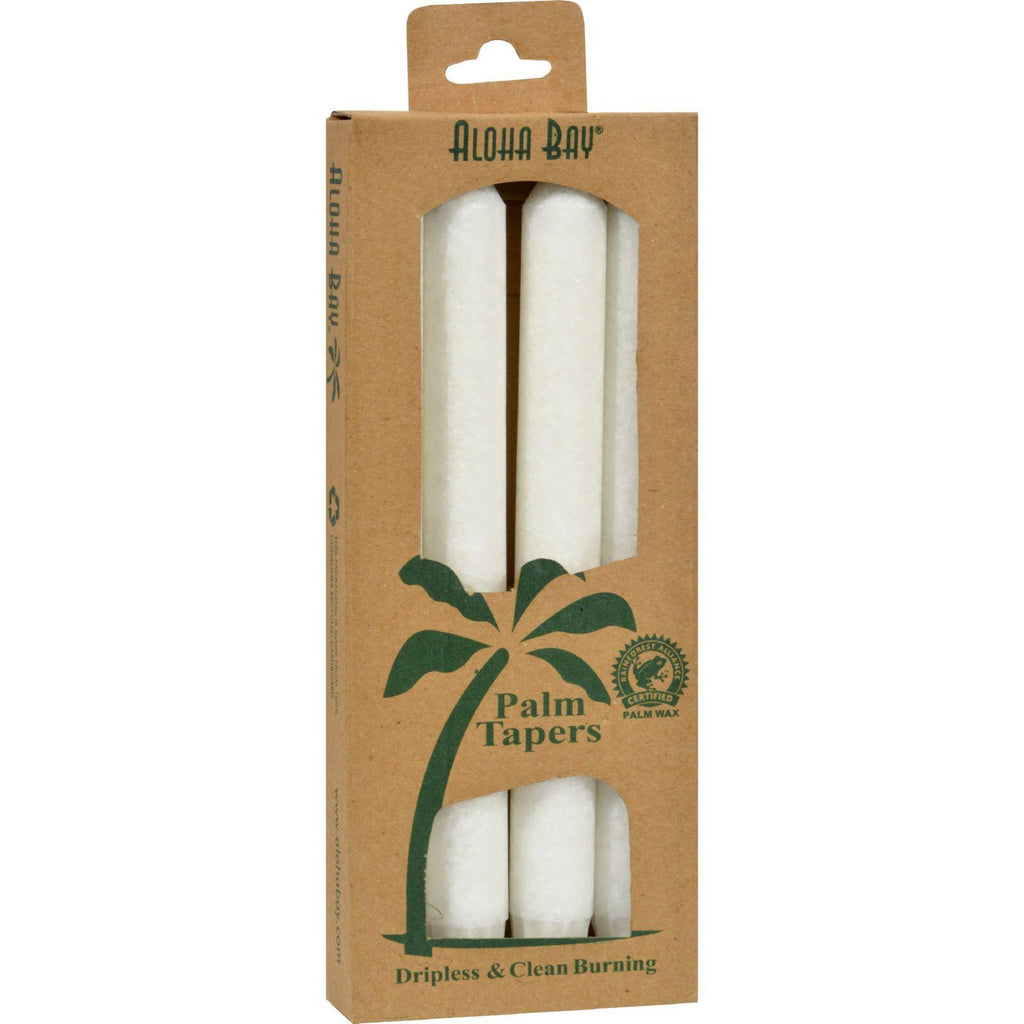 Aloha Bay Palm Tapers White - 4 Candles