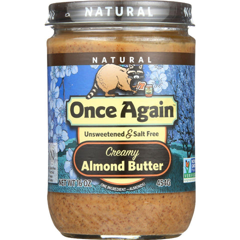 Once Again Almond Butter - Natural - Creamy - Salt Free - 16 Oz - Case Of 12