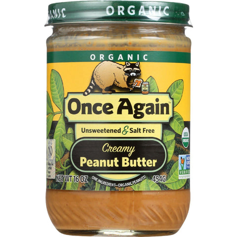 Once Again Peanut Butter - Organic - Creamy - No Salt - 16 Oz - Case Of 12