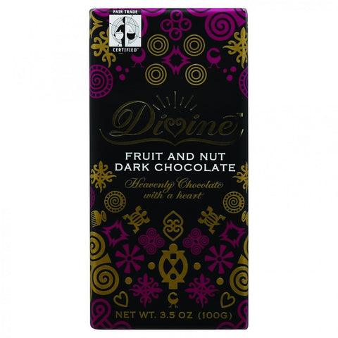 Divine Chocolate Bar - Dark Chocolate - Fruit And Nut - 3.5 Oz Bars - Case Of 10