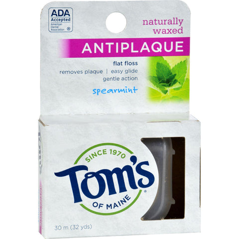 Tom's Of Maine Antiplaque Flat Floss Waxed Spearmint - 32 Yards - Case Of 6