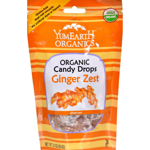 Yummy Earth Organic Candy Drops Ginger Zest 3.3 Oz - Case Of 6 - 3.3 Oz