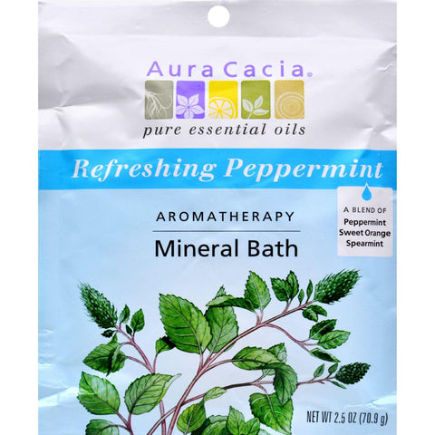 Aura Cacia Aromatherapy Mineral Bath Peppermint Harvest - 2.5 Oz - Case Of 6