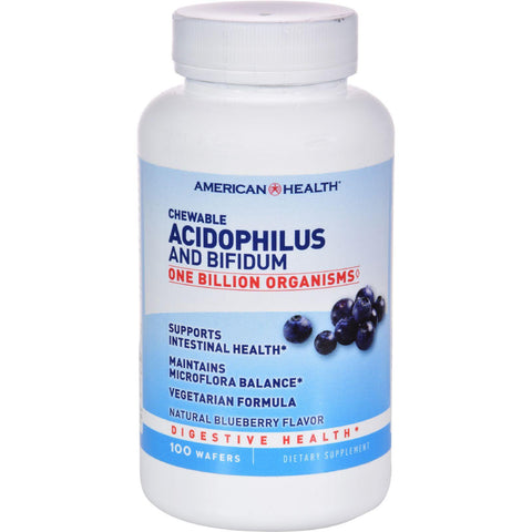 American Health Acidophilus And Bifidus Chewable Blueberry - 100 Wafers