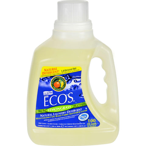 Earth Friendly Ecos Ultra 2x All Natural Laundry Detergent - Lemongrass - Case Of 4 - 100 Fl Oz