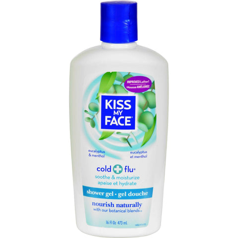 Kiss My Face Bath And Shower Gel Cold And Flu Eucalyptus And Menthol - 16 Fl Oz