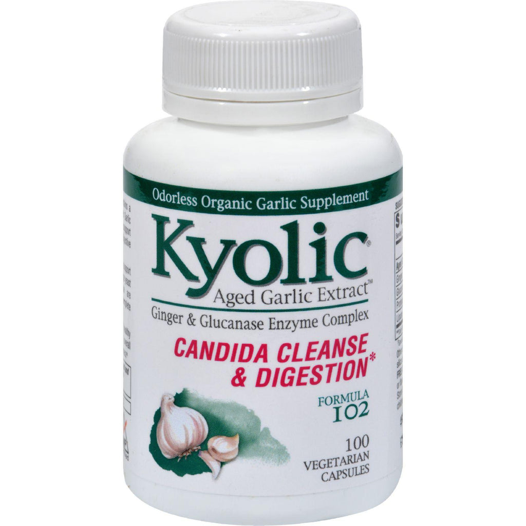 Kyolic Aged Garlic Extract Candida Cleanse And Digestion Formula 102 - 100 Vegetarian Capsules