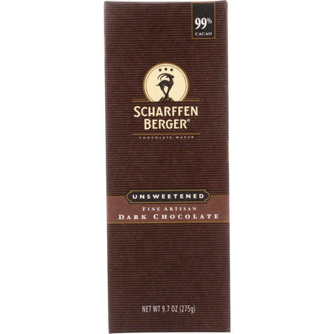 Scharffen Berger Baking Chocolate - 99 Percent Unsweetened - Bar - 9.7 Oz - Case Of 6