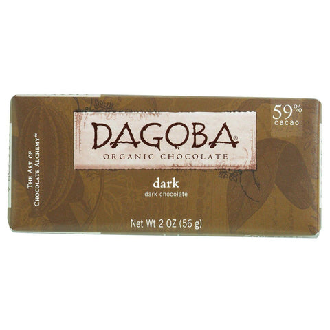 Dagoba Organic Chocolate Bar - Semisweet Dark Chocolate - 59 Percent Cacao - 2 Oz Bars - Case Of 12