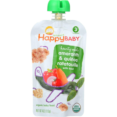 Happy Baby Baby Food - Organic - Hearty Meals - Stage 3 - Amaranth And Quinoa Ratatouille - 4 Oz - Case Of 16