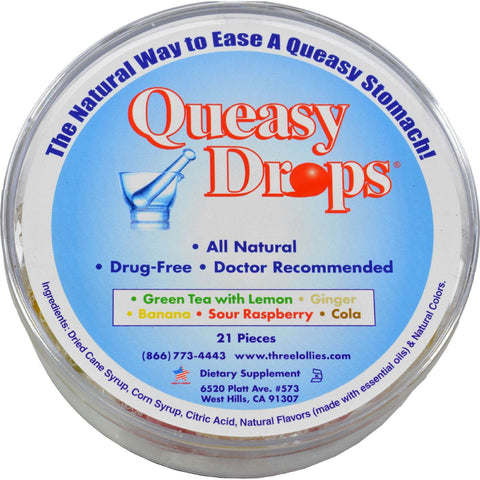Three Lollies Queasy Drops - Container - 21 Pack