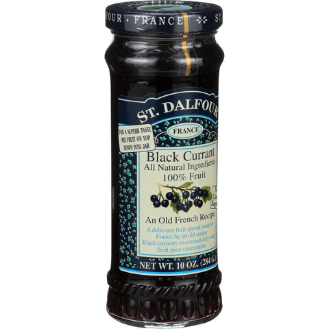 St Dalfour Fruit Spread - Deluxe - 100 Percent Fruit - Black Currant - 10 Oz - Case Of 6