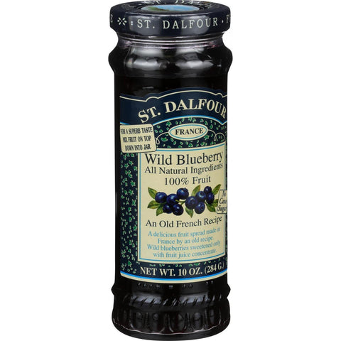 St Dalfour Fruit Spread - Deluxe - 100 Percent Fruit - Wild Blueberry - 10 Oz - Case Of 6