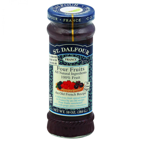 St Dalfour Fruit Spread - Deluxe - 100 Percent Fruit - Four Fruits - 10 Oz - Case Of 6