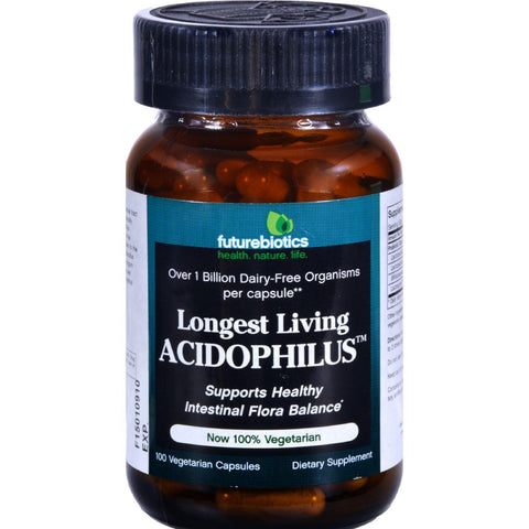 Futurebiotics Longest Living Acidophilus - 1 Billion Cfus - 100 Vegetarian Capsules