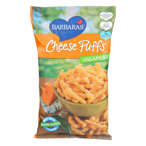 Barbara's Bakery Cheese Puffs - Jalapeno - Case Of 12 - 7 Oz.