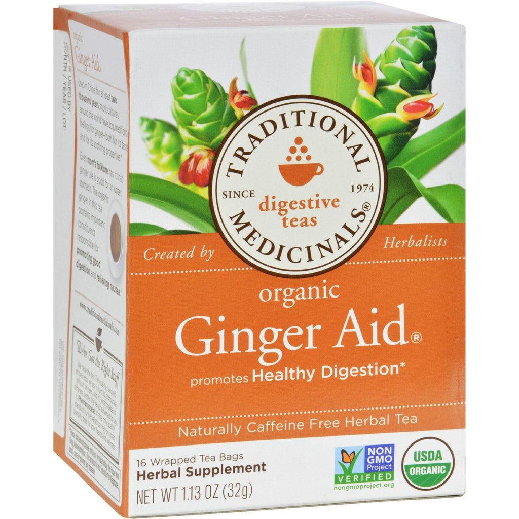 Traditional Medicinals Organic Ginger Aid Herbal Tea - 16 Tea Bags - Case Of 6